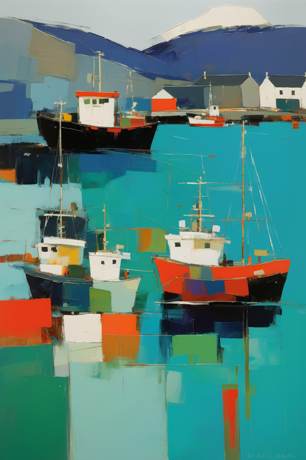 00133-420014424-_lora_Raimonds Staprans Style_1_Raimonds Staprans Style - 102013. A painting by Raimonds Staprans. A painting of Mallaig Harbour.png